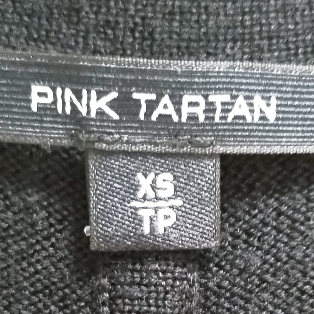 Pink Tartan Cardigan, Merino Wool with Floral Satin Front, XS - Picture 10 of 12